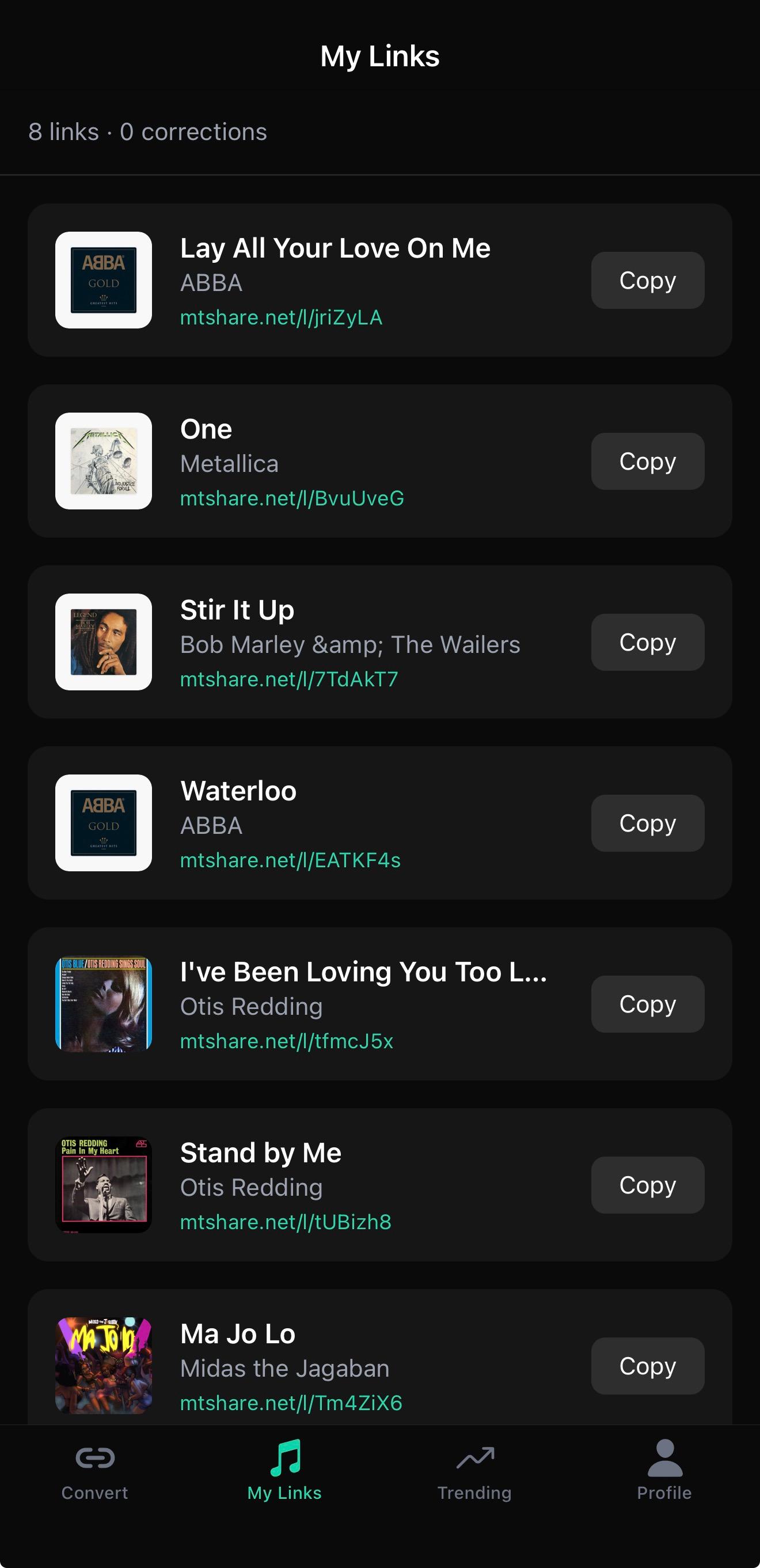 MTShare App - My Links